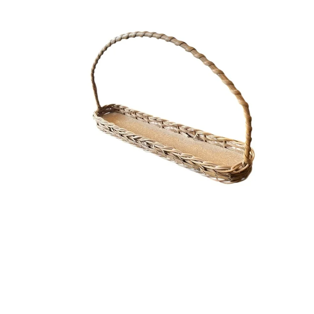Small Long‎ Wicker Basket w Handle Rustic Farmhouse Decor 10
